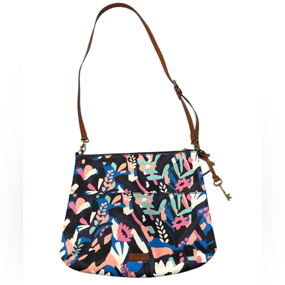 FOSSIL Fiona Floral Design Medium Crossbody Bag Purse Fossil Key